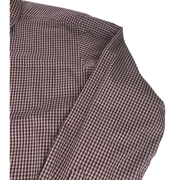 LL Bean Mens Shirt XLT Button Up Long Sleeve Purple Checkered Plaid Chest Pocket - Picture 6 of 12